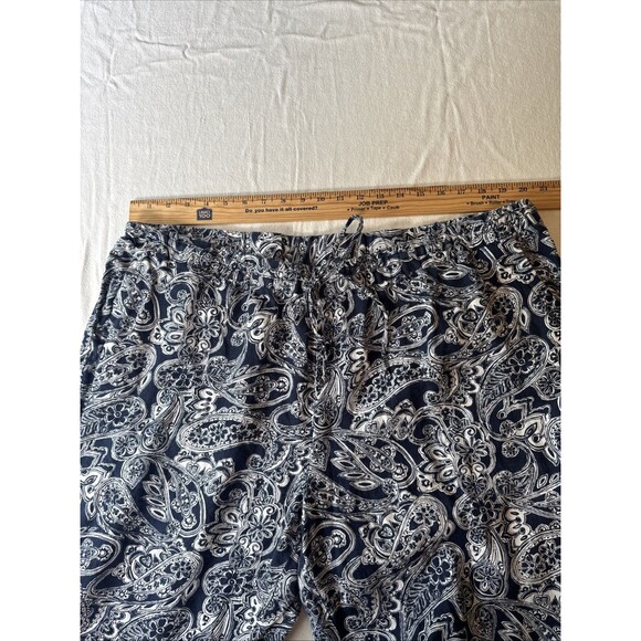 Charter Club 100% Linen Paisley Floral Comfy Pants Navy & White Size 20W Pockets - Picture 6 of 7